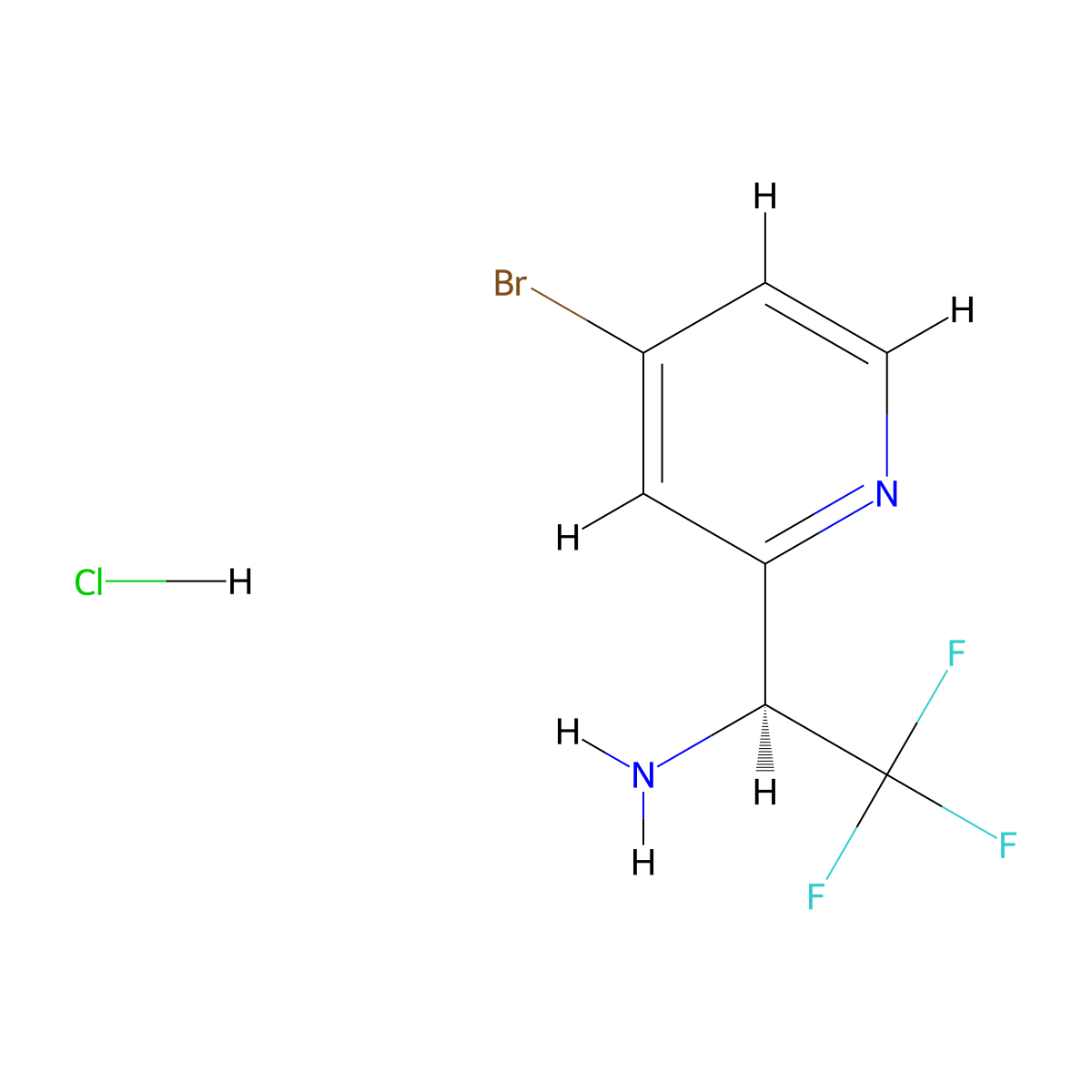 (S)-1-(4-bromopyridin-2-yl)-2,2,2-trifluoroethan-1-amine hydrochloride molecular structure, CAS 2089671-29-2