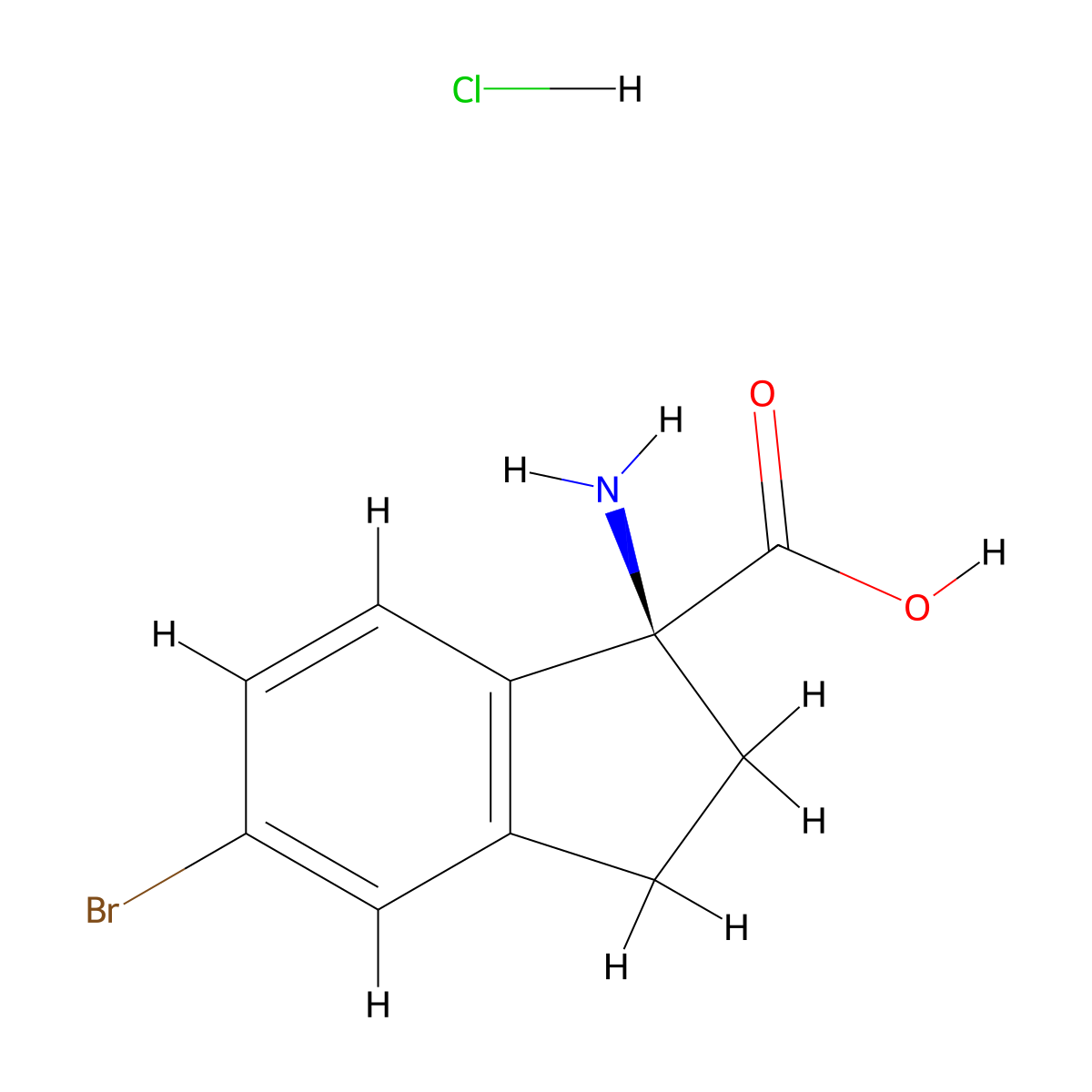 (S)-1-Amino-5-bromo-2,3-dihydro-1H-indene-1-carboxylic acid hydrochloride molecular structure, CAS 2089671-32-7