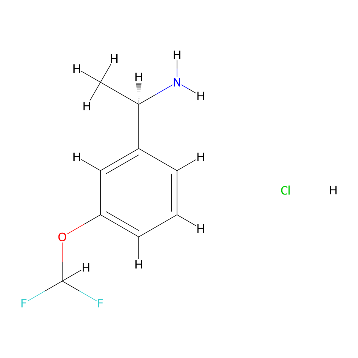 (1R)-1-(3-(difluoromethoxy)phenyl)ethan-1-amine hydrochloride molecular structure, CAS 2089671-34-9