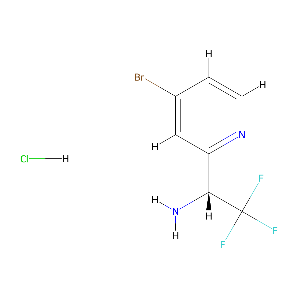(R)-1-(4-bromopyridin-2-yl)-2,2,2-trifluoroethan-1-amine hydrochloride molecular structure, CAS 2089671-35-0