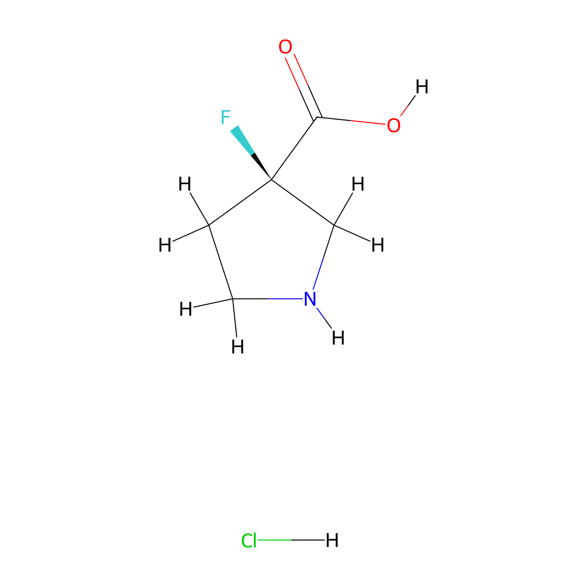 (R)-3-Fluoropyrrolidine-3-carboxylic acid hydrochloride molecular structure, CAS 2089671-48-5