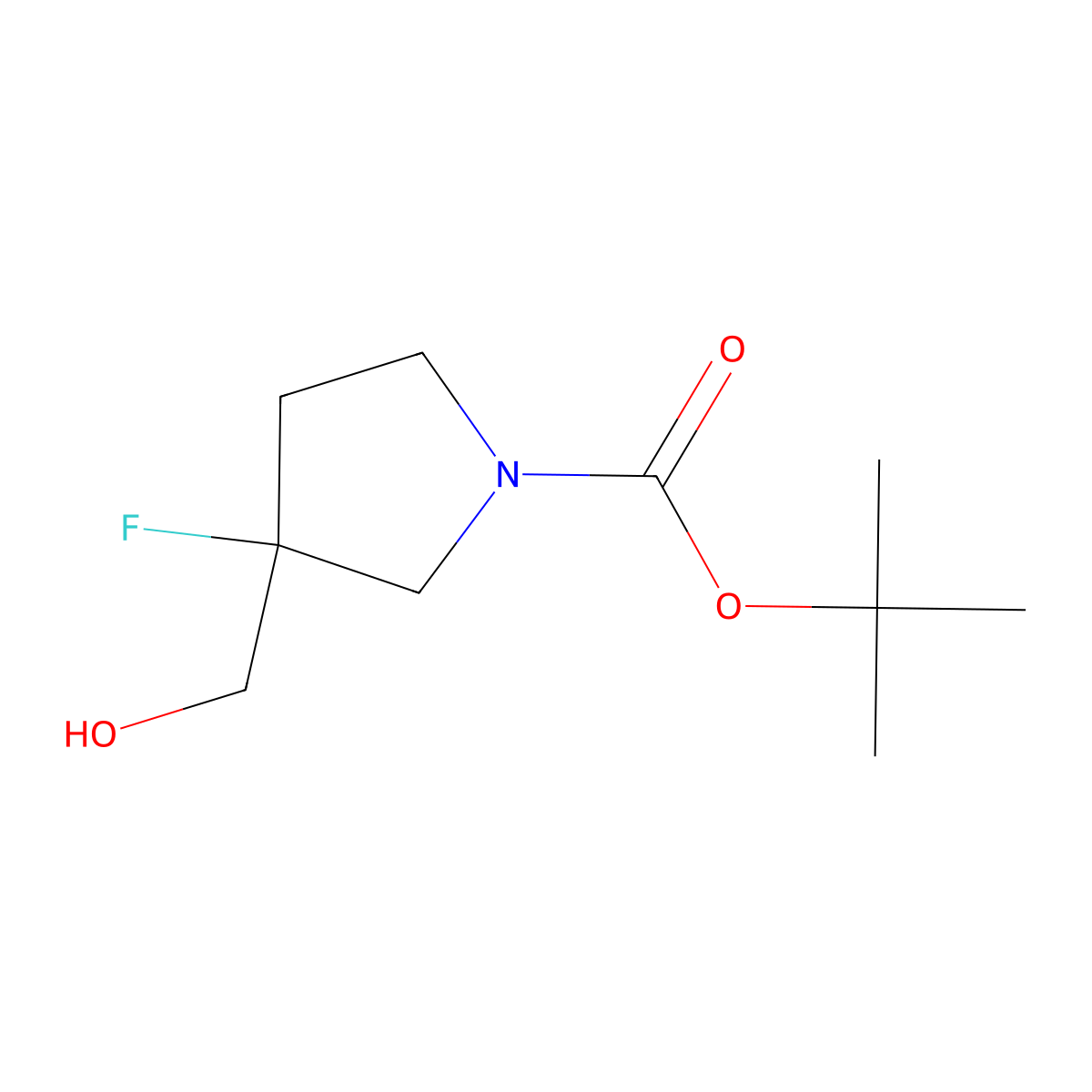 tert-Butyl (3S)-3-fluoro-3-(hydroxymethyl)pyrrolidine-1-carboxylate molecular structure, CAS 2089671-54-3