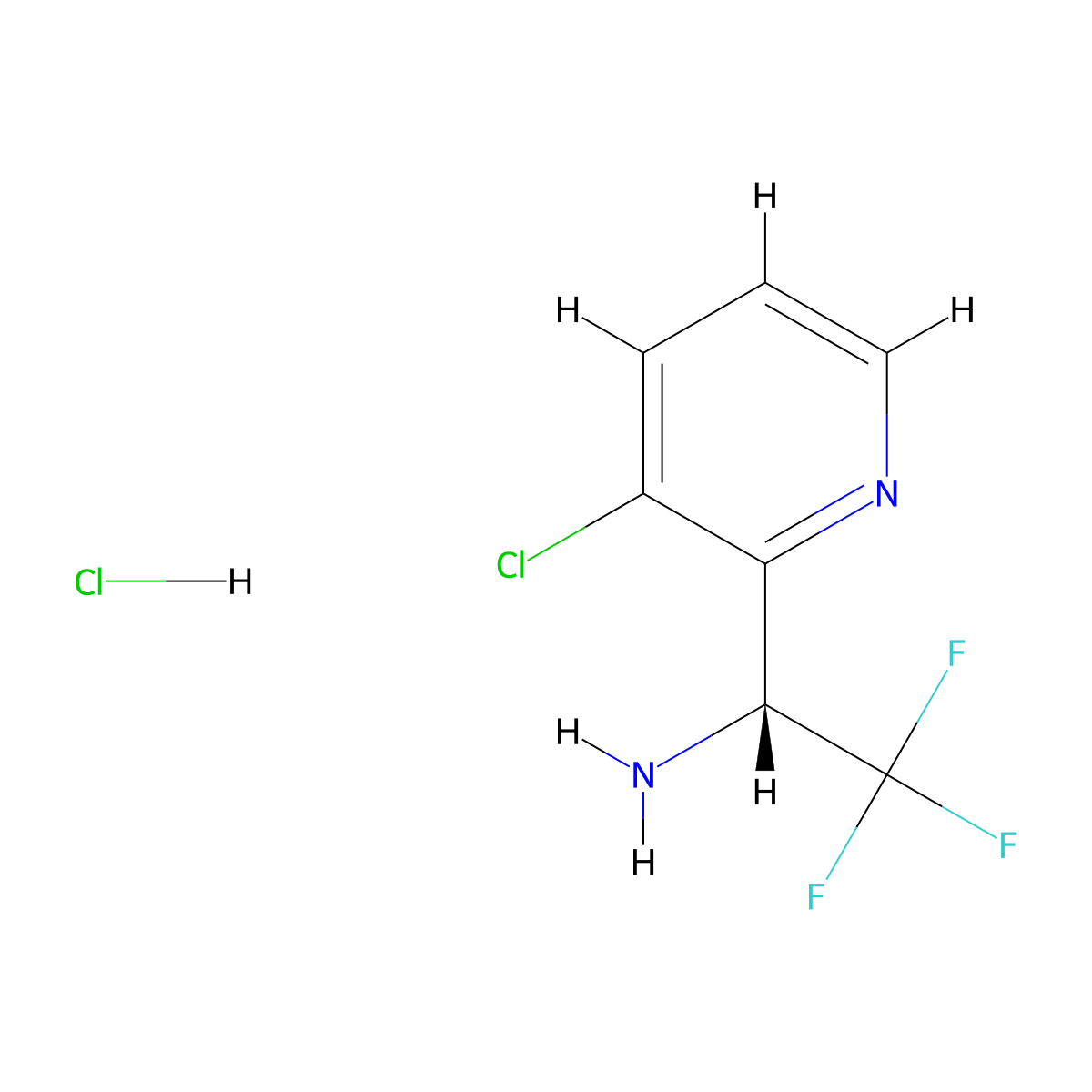 (R)-1-(3-chloropyridin-2-yl)-2,2,2-trifluoroethan-1-amine hydrochloride molecular structure, CAS 2089671-65-6