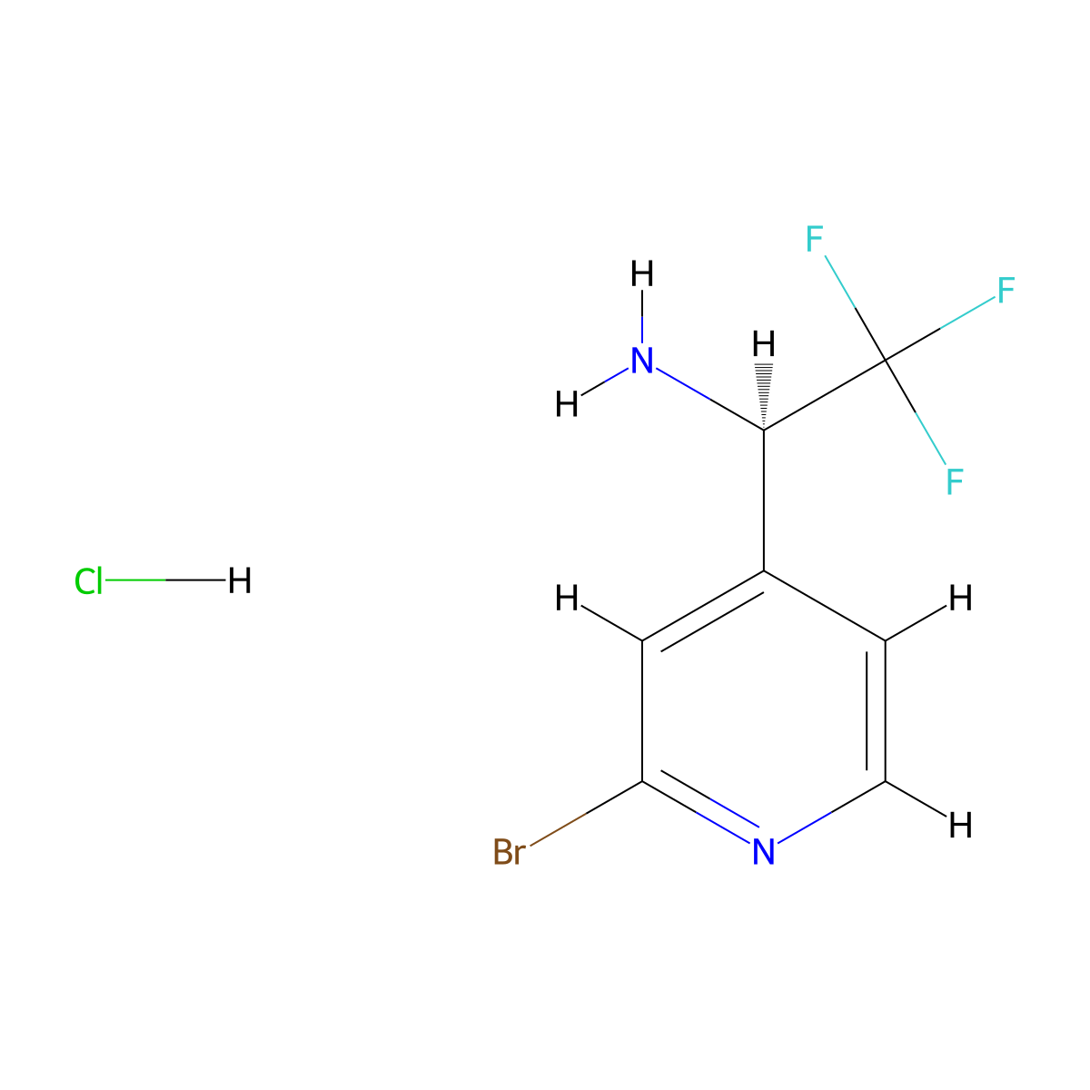 (R)-1-(2-bromopyridin-4-yl)-2,2,2-trifluoroethan-1-amine hydrochloride molecular structure, CAS 2089671-70-3