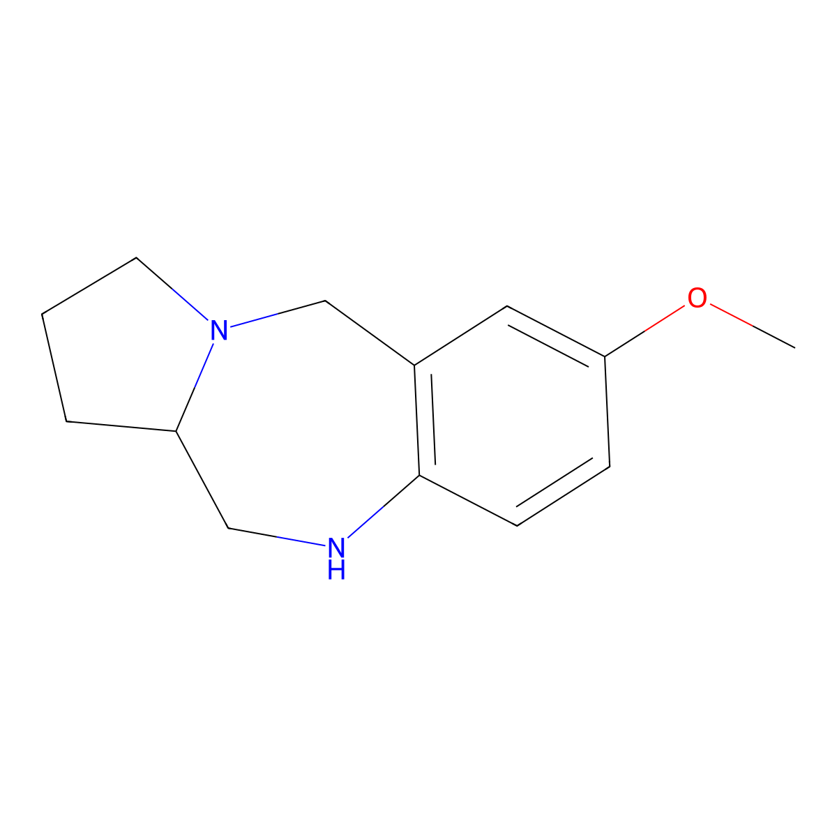 (S)-7-Methoxy-2,3,5,10,11,11A-hexahydro-1H-benzo[E]pyrrolo[1,2-A][1,4]diazepine molecular structure, CAS 2089671-73-6