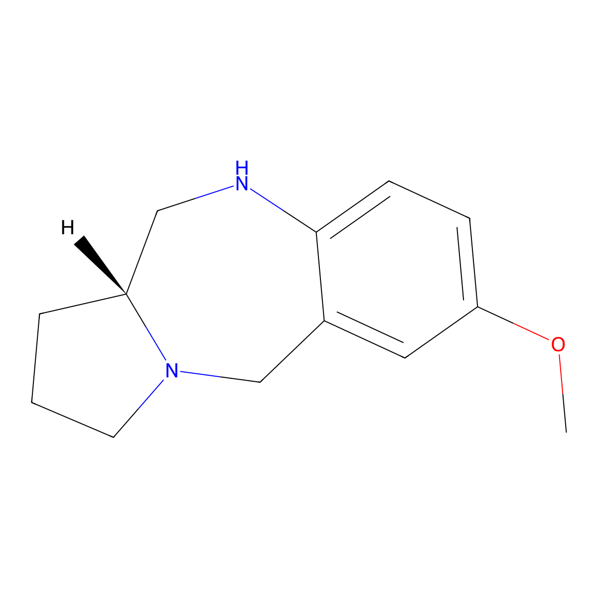 (R)-7-Methoxy-2,3,5,10,11,11A-hexahydro-1H-benzo[E]pyrrolo[1,2-A][1,4]diazepine molecular structure, CAS 2089671-77-0