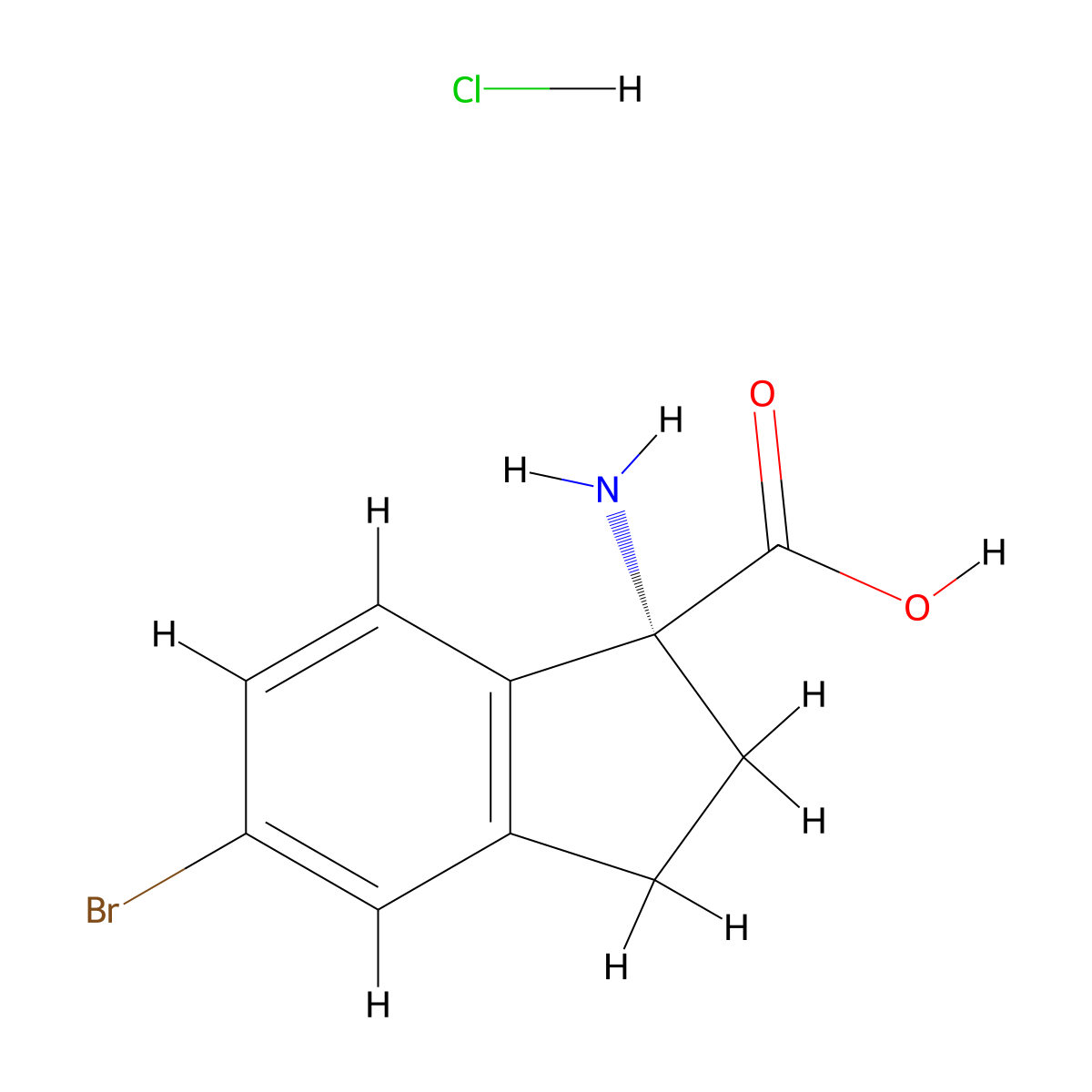 (R)-1-Amino-5-bromo-2,3-dihydro-1H-indene-1-carboxylic acid hcl molecular structure, CAS 2089672-06-8