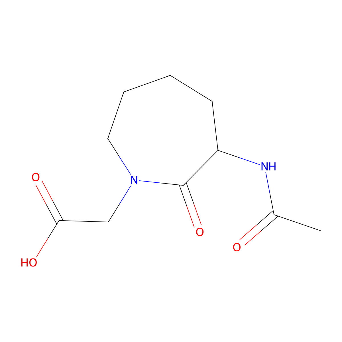 2-(3-Acetamido-2-oxoazepan-1-yl)acetic acid molecular structure, CAS 2089674-42-8