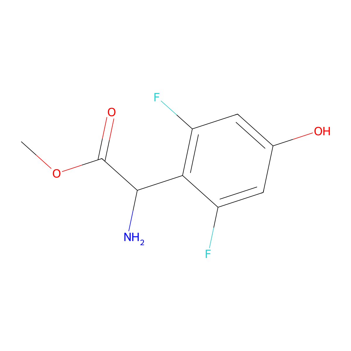 Methyl 2-amino-2-(2,6-difluoro-4-hydroxyphenyl)acetate molecular structure, CAS 2089674-77-9