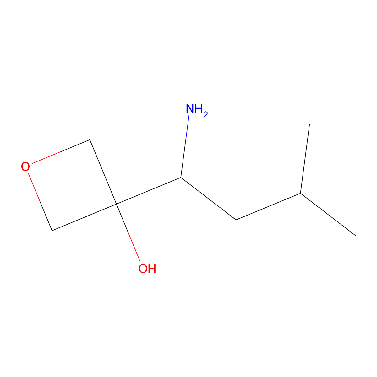 3-(1-Amino-3-methylbutyl)oxetan-3-ol molecular structure, CAS 2089676-43-5