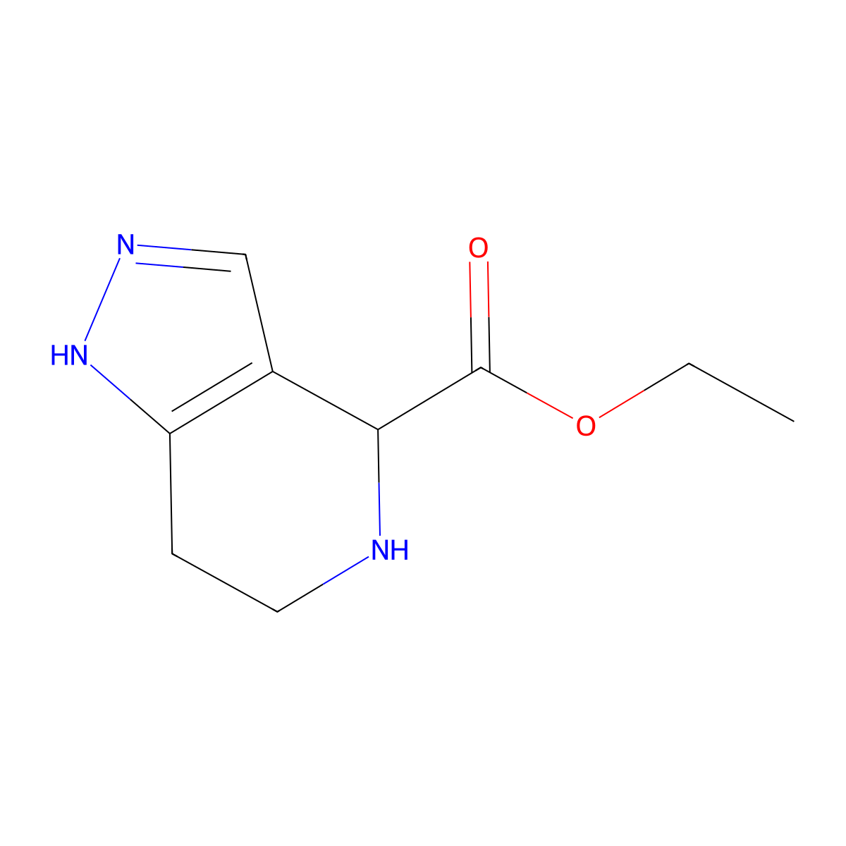 ethyl 2H,4H,5H,6H,7H-pyrazolo[4,3-c]pyridine-4-carboxylate molecular structure, CAS 2089684-07-9