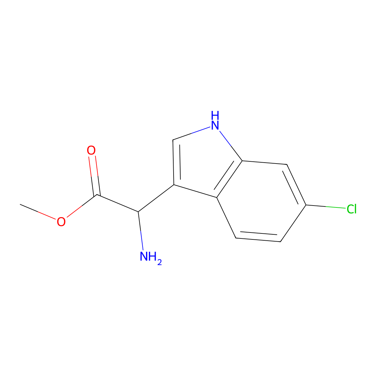 Methyl 2-amino-2-(6-chloro-1H-indol-3-yl)acetate molecular structure, CAS 2089684-32-0