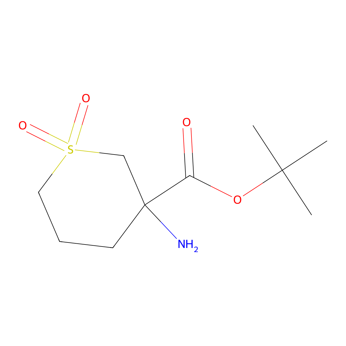 Tert-butyl 3-amino-1,1-dioxo-1lambda6-thiane-3-carboxylate molecular structure, CAS 2089684-40-0