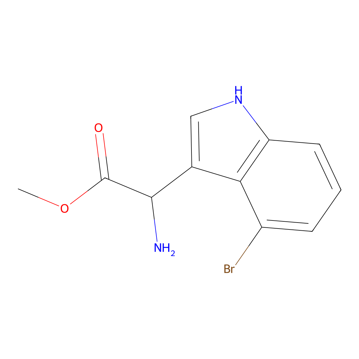 Methyl 2-amino-2-(4-bromo-1H-indol-3-yl)acetate molecular structure, CAS 2089686-43-9