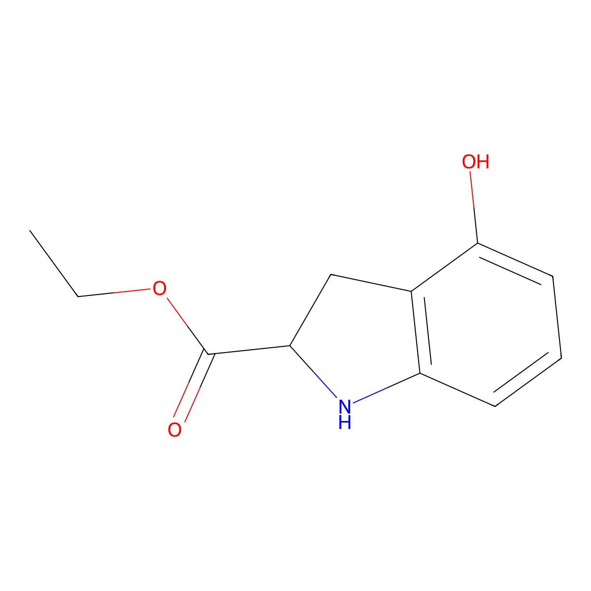 ethyl 4-hydroxy-2,3-dihydro-1H-indole-2-carboxylate molecular structure, CAS 2089686-88-2