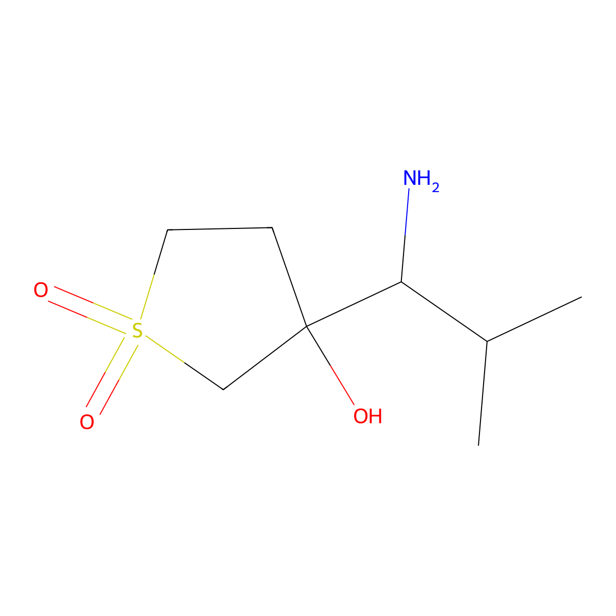 3-(1-Amino-2-methylpropyl)-3-hydroxy-1lambda6-thiolane-1,1-dione molecular structure, CAS 2089687-13-6