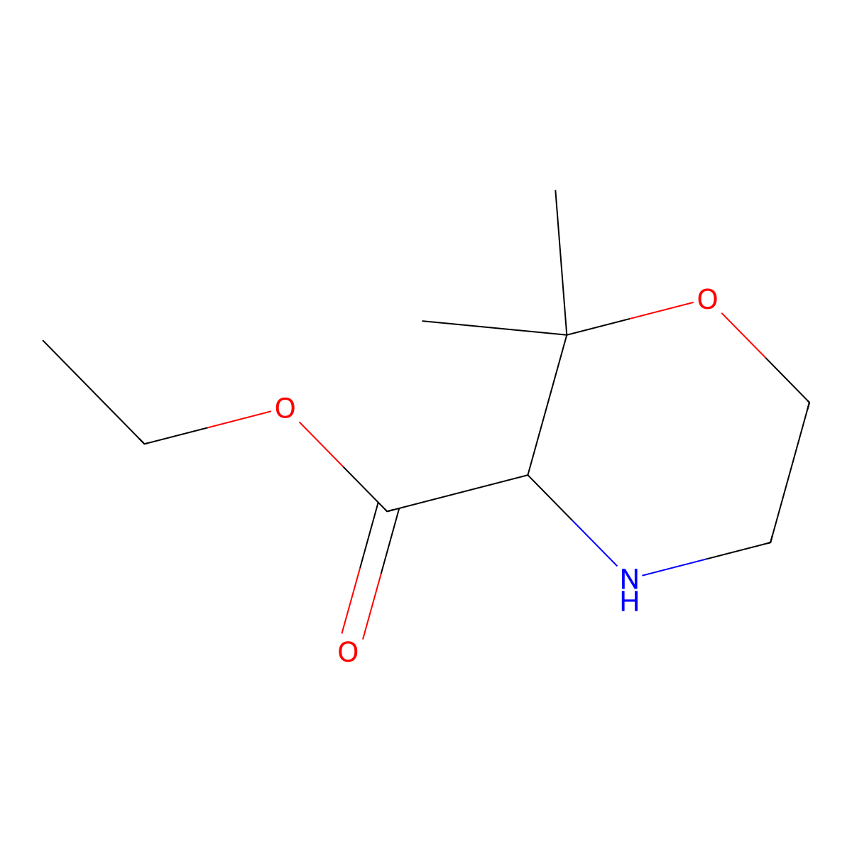 Ethyl 2,2-dimethylmorpholine-3-carboxylate molecular structure, CAS 2089689-74-5