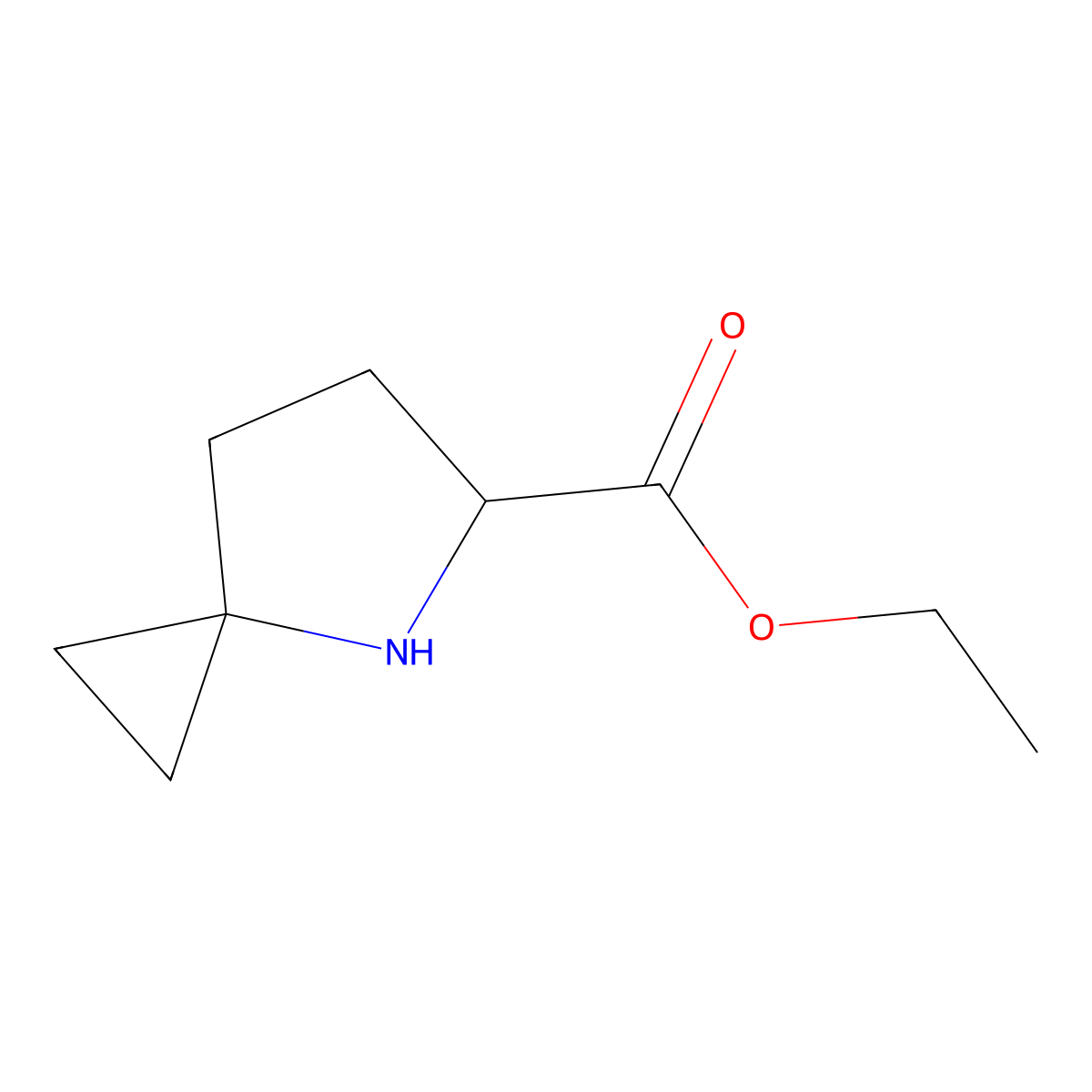 Ethyl 4-azaspiro[2.4]heptane-5-carboxylate molecular structure, CAS 2089693-55-8