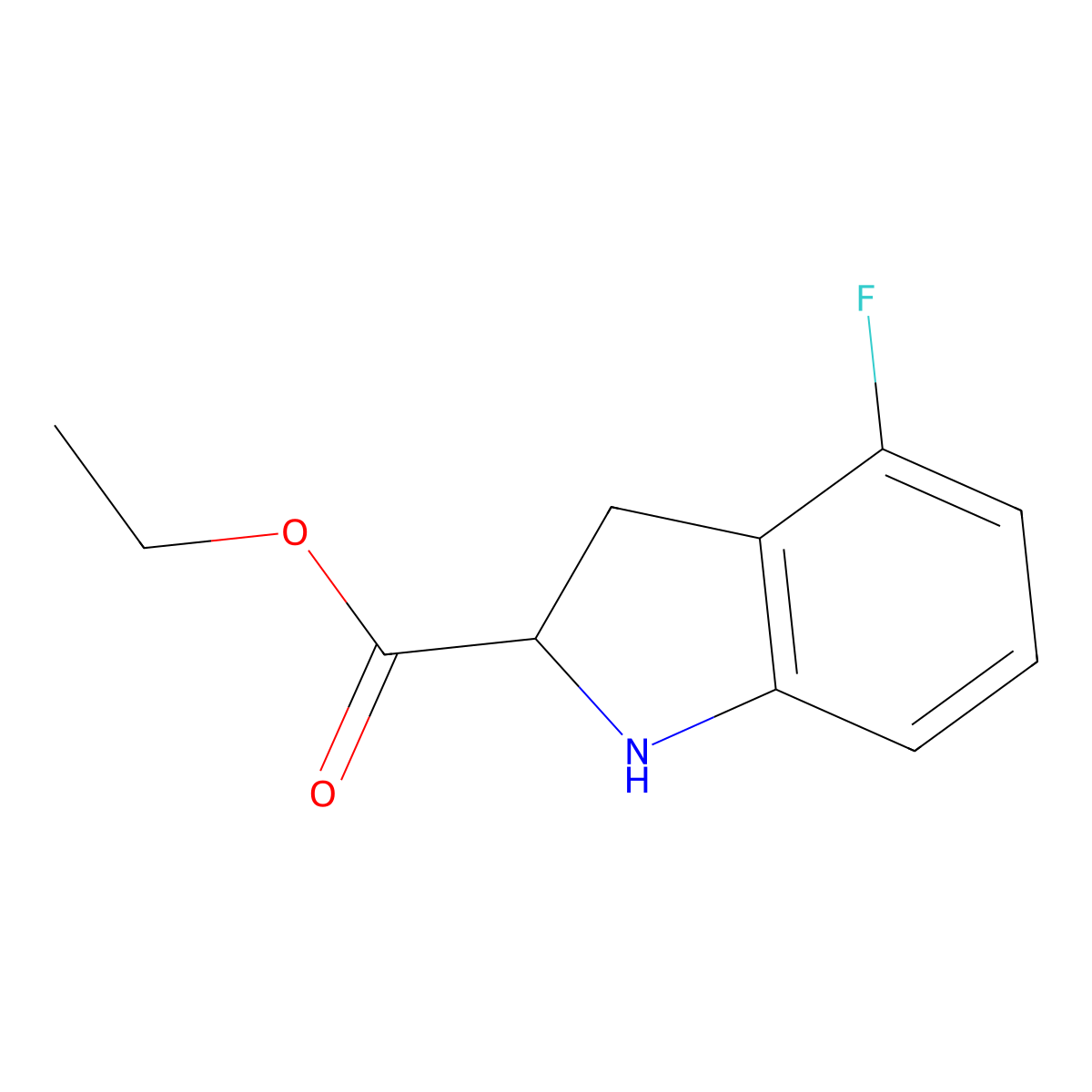 ethyl 4-fluoro-2,3-dihydro-1H-indole-2-carboxylate molecular structure, CAS 2089697-76-5