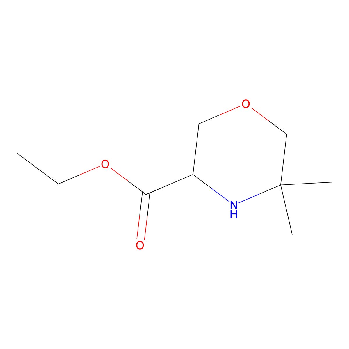 Ethyl 5,5-dimethylmorpholine-3-carboxylate molecular structure, CAS 2089701-13-1