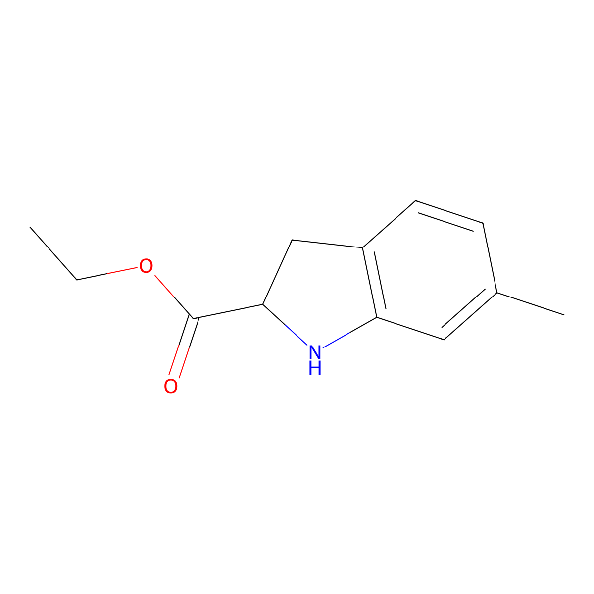 ethyl 6-methyl-2,3-dihydro-1H-indole-2-carboxylate molecular structure, CAS 2089702-71-4