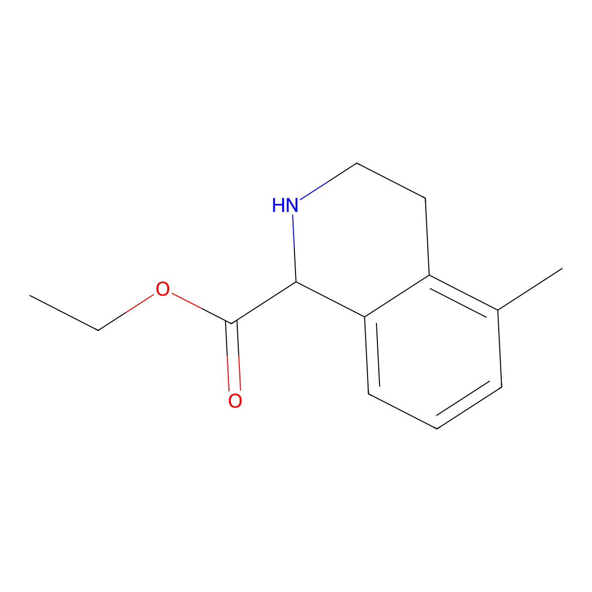 Ethyl 5-methyl-1,2,3,4-tetrahydroisoquinoline-1-carboxylate molecular structure, CAS 2089707-30-0