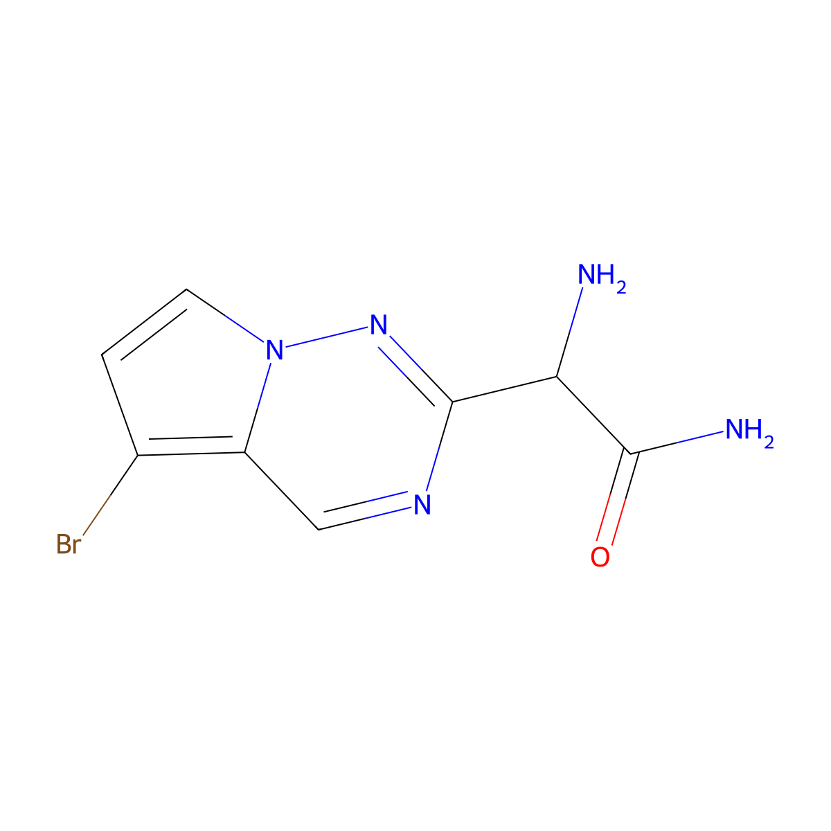2-Amino-2-{5-bromopyrrolo[2,1-f][1,2,4]triazin-2-yl}acetamide molecular structure, CAS 2089707-31-1