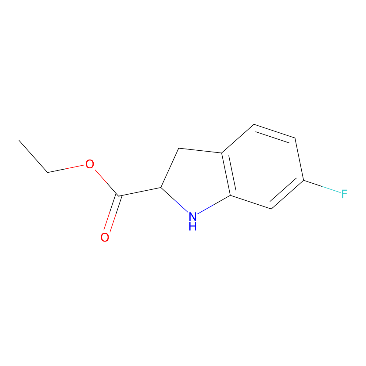 Ethyl 6-fluoro-2,3-dihydro-1H-indole-2-carboxylate molecular structure, CAS 2089712-33-2