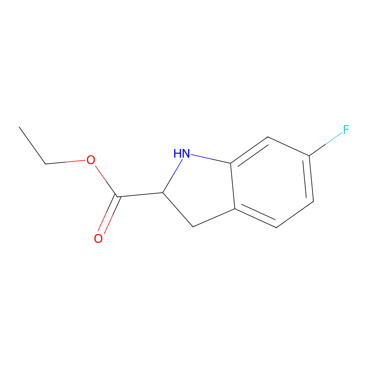Ethyl 6-fluoro-2,3-dihydro-1H-indole-2-carboxylate molecular structure, CAS 2089712-33-2