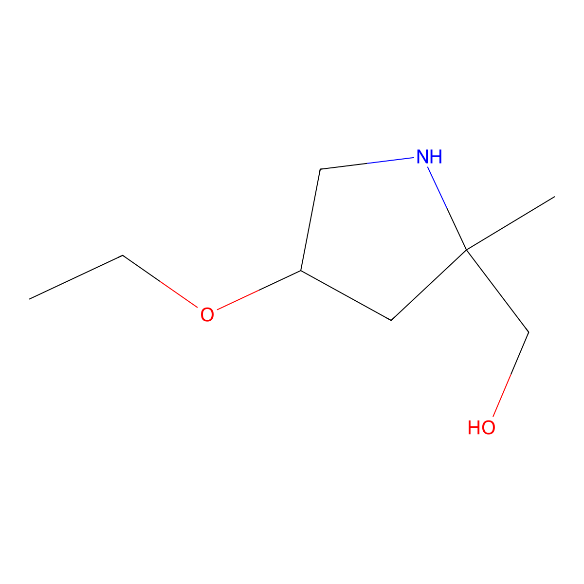 (4-Ethoxy-2-methylpyrrolidin-2-yl)methanol molecular structure, CAS 2089713-01-7