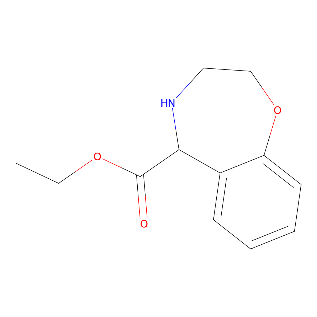 Ethyl 2,3,4,5-tetrahydro-1,4-benzoxazepine-5-carboxylate molecular structure, CAS 2089714-56-5