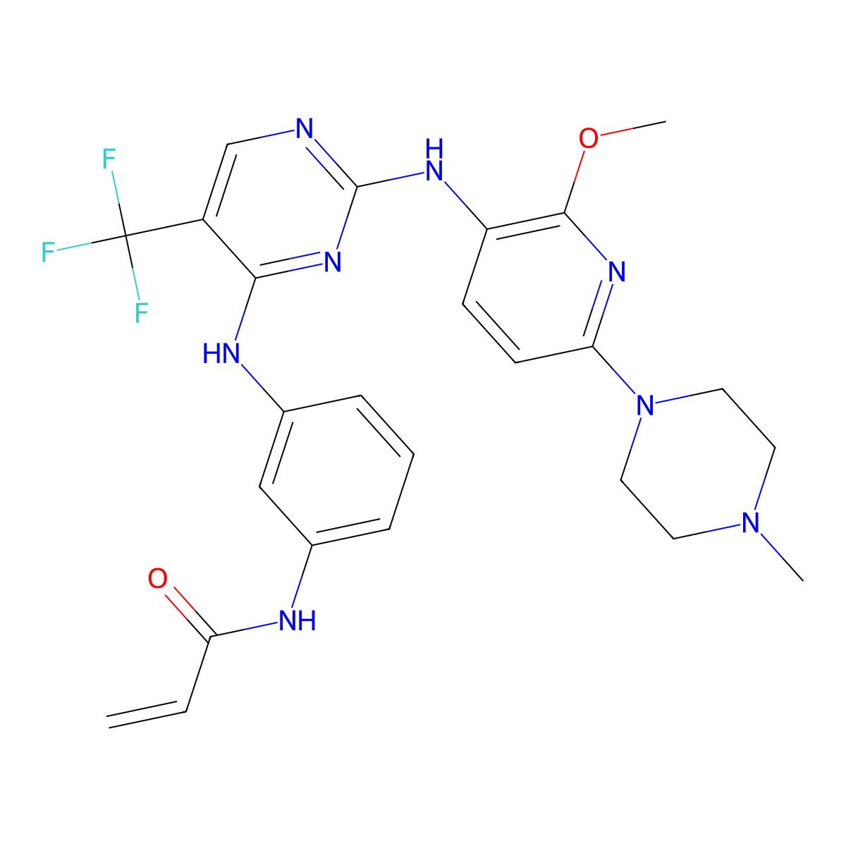 N-[3-[[2-[[2-methoxy-6-(4-methylpiperazin-1-yl)-3-pyridinyl]amino]-5-(trifluoromethyl)pyrimidin-4-yl]amino]phenyl]prop-2-enamide molecular structure, CAS 2089721-94-6