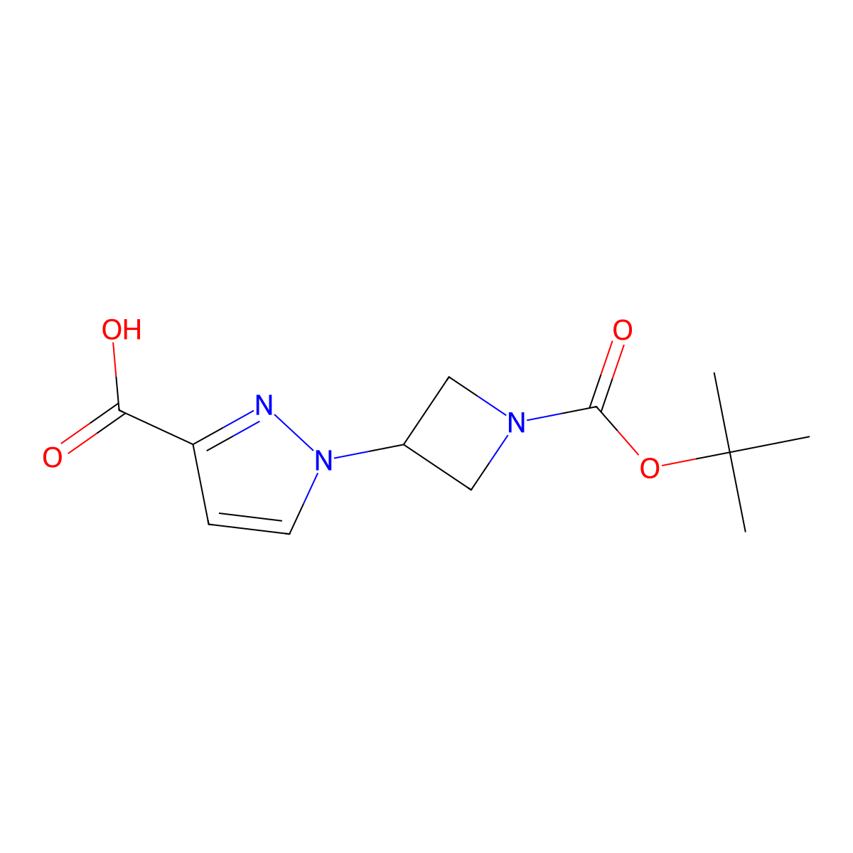 1-{1-[(tert-butoxy)carbonyl]azetidin-3-yl}-1H-pyrazole-3-carboxylic acid molecular structure, CAS 2089725-89-1