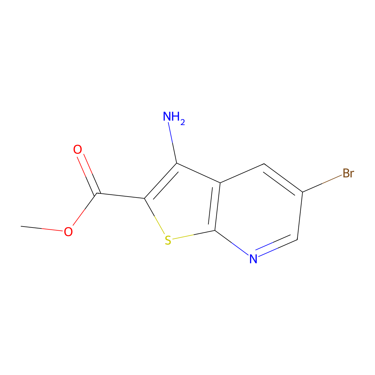 Methyl 3-amino-5-bromothieno[2,3-b]pyridine-2-carboxylate molecular structure, CAS 2089728-75-4