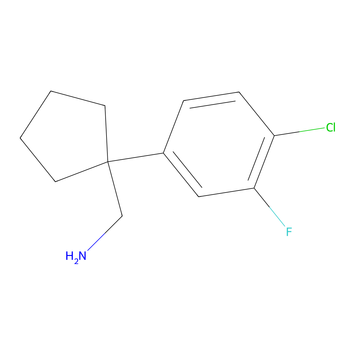 1-(4-Chloro-3-fluorophenyl)cyclopentanemethanamine molecular structure, CAS 2089728-80-1