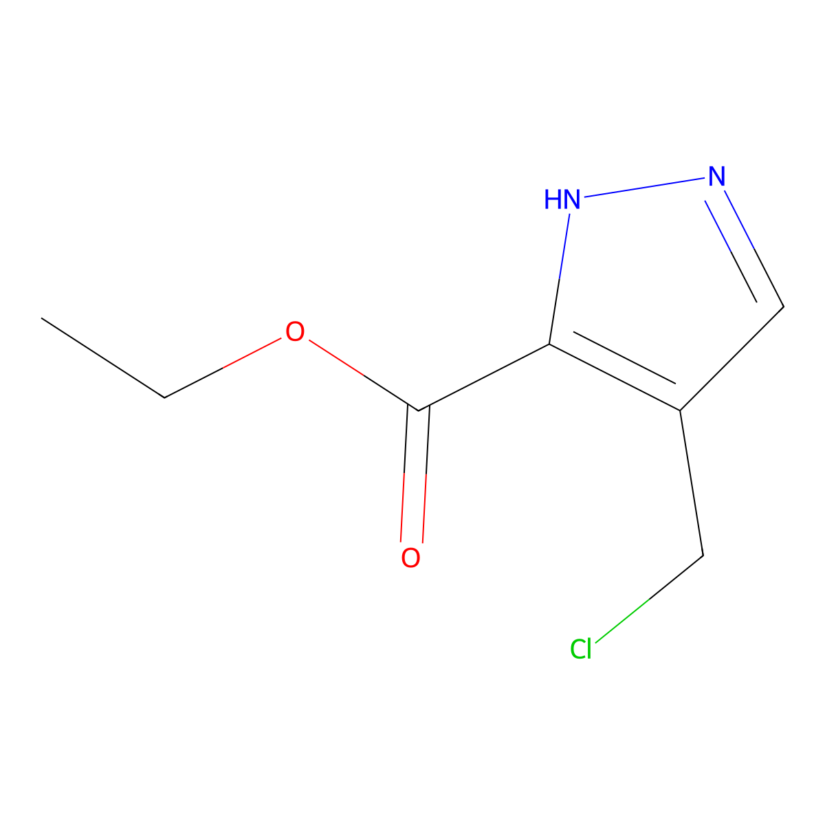 Ethyl 4-(chloromethyl)-1H-pyrazole-5-carboxylate molecular structure, CAS 2089728-91-4