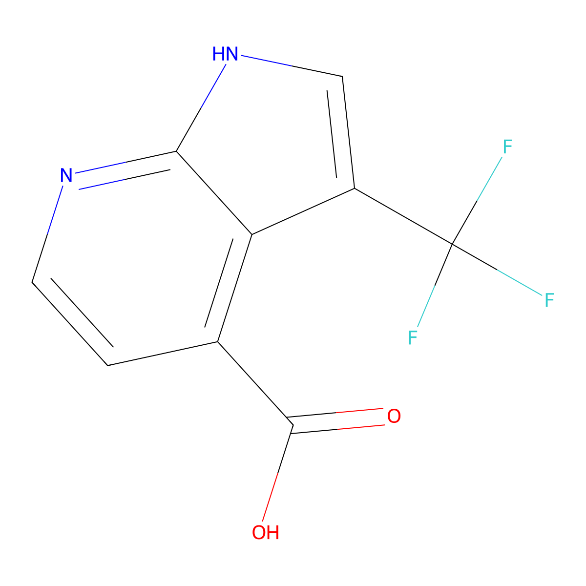 3-trifluoromethyl-1H-pyrrolo[2,3-b]pyridine-4-carboxylic acid molecular structure, CAS 2089729-22-4