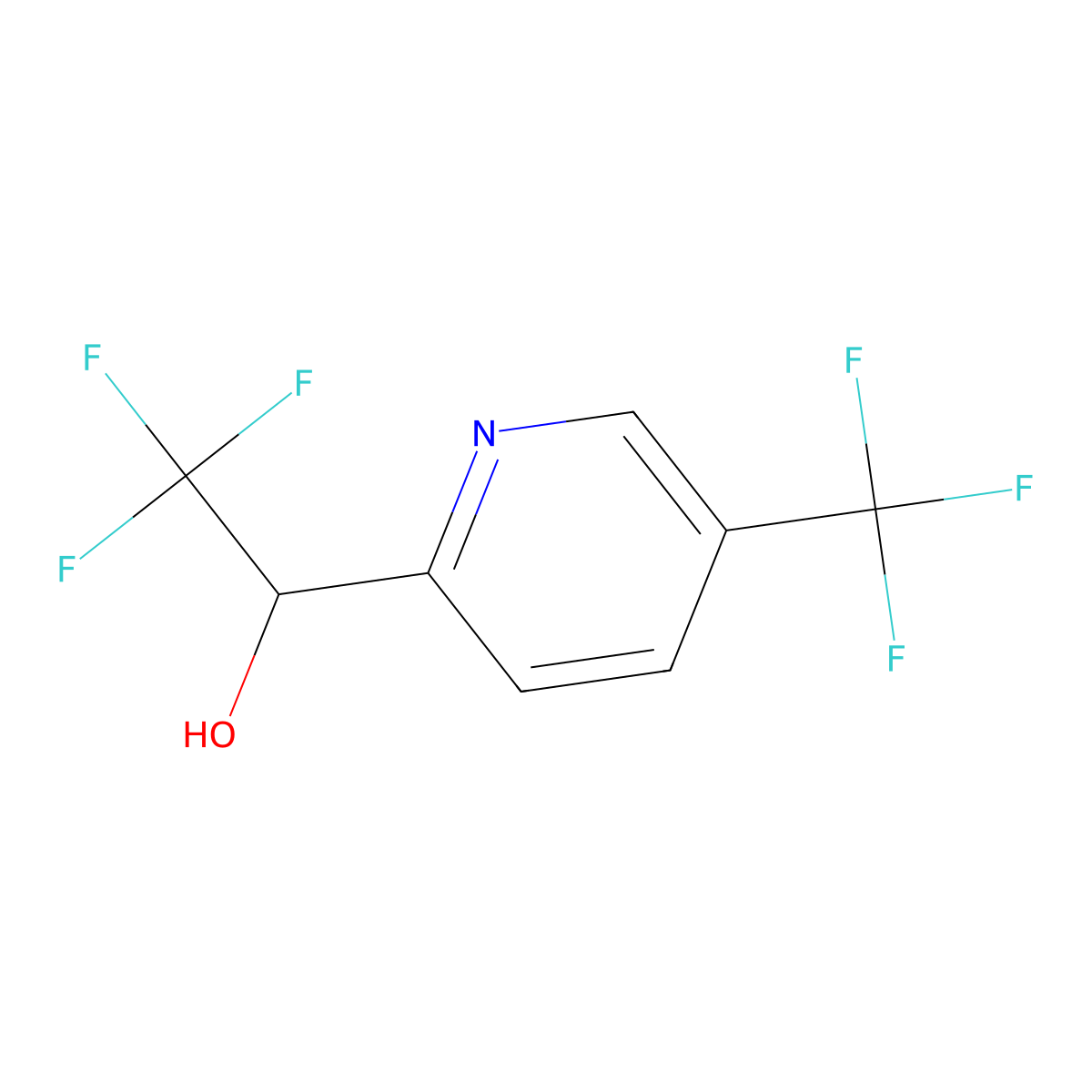 2,2,2-Trifluoro-1-[5-(trifluoromethyl)pyridin-2-yl]ethan-1-ol molecular structure, CAS 2089779-68-8