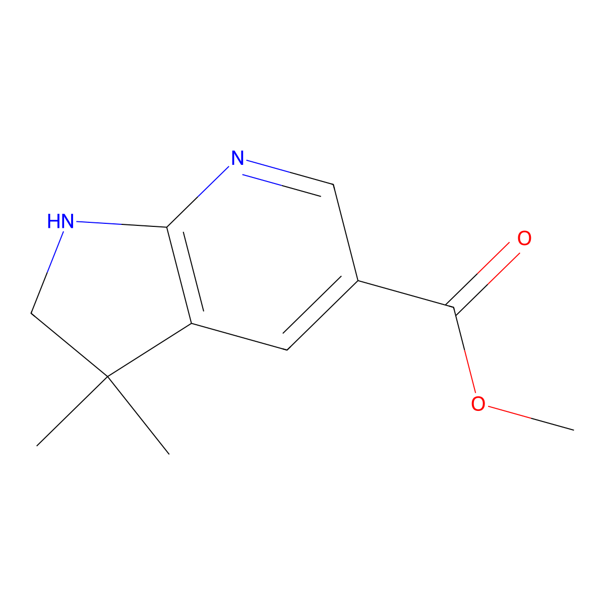 methyl 3,3-dimethyl-1H,2H,3H-pyrrolo[2,3-b]pyridine-5-carboxylate molecular structure, CAS 2089811-90-3
