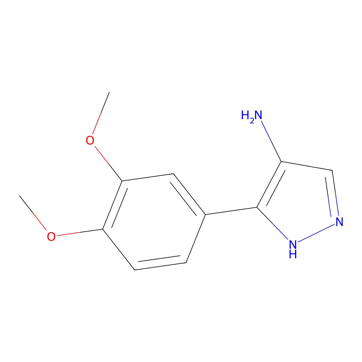 5-(3,4-dimethoxyphenyl)-1H-pyrazol-4-amine molecular structure, CAS 2089826-55-9