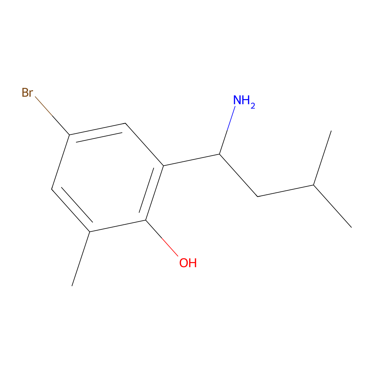 2-(1-Amino-3-methylbutyl)-4-bromo-6-methylphenol molecular structure, CAS 2089833-84-9