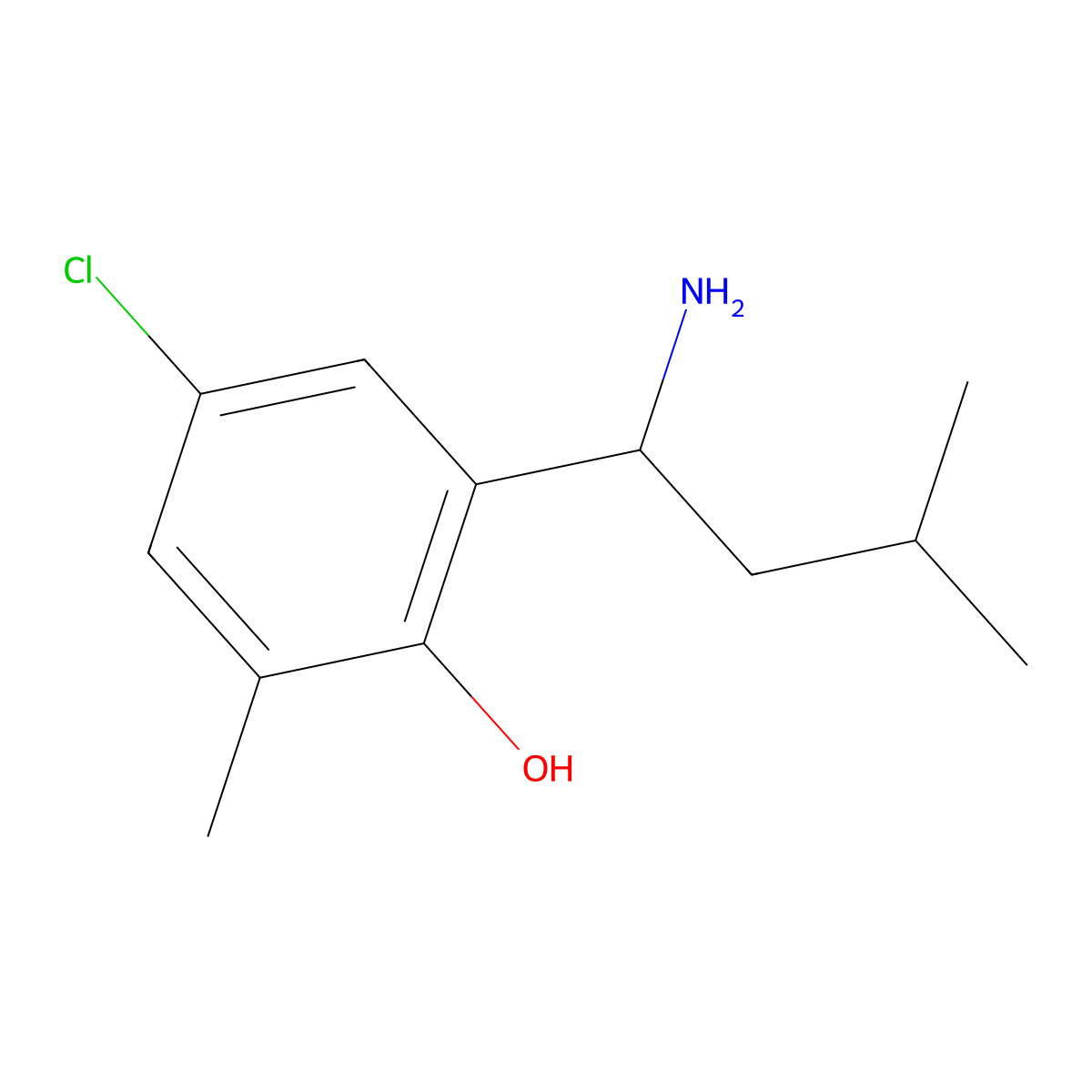 2-(1-Amino-3-methylbutyl)-4-chloro-6-methylphenol molecular structure, CAS 2089833-88-3