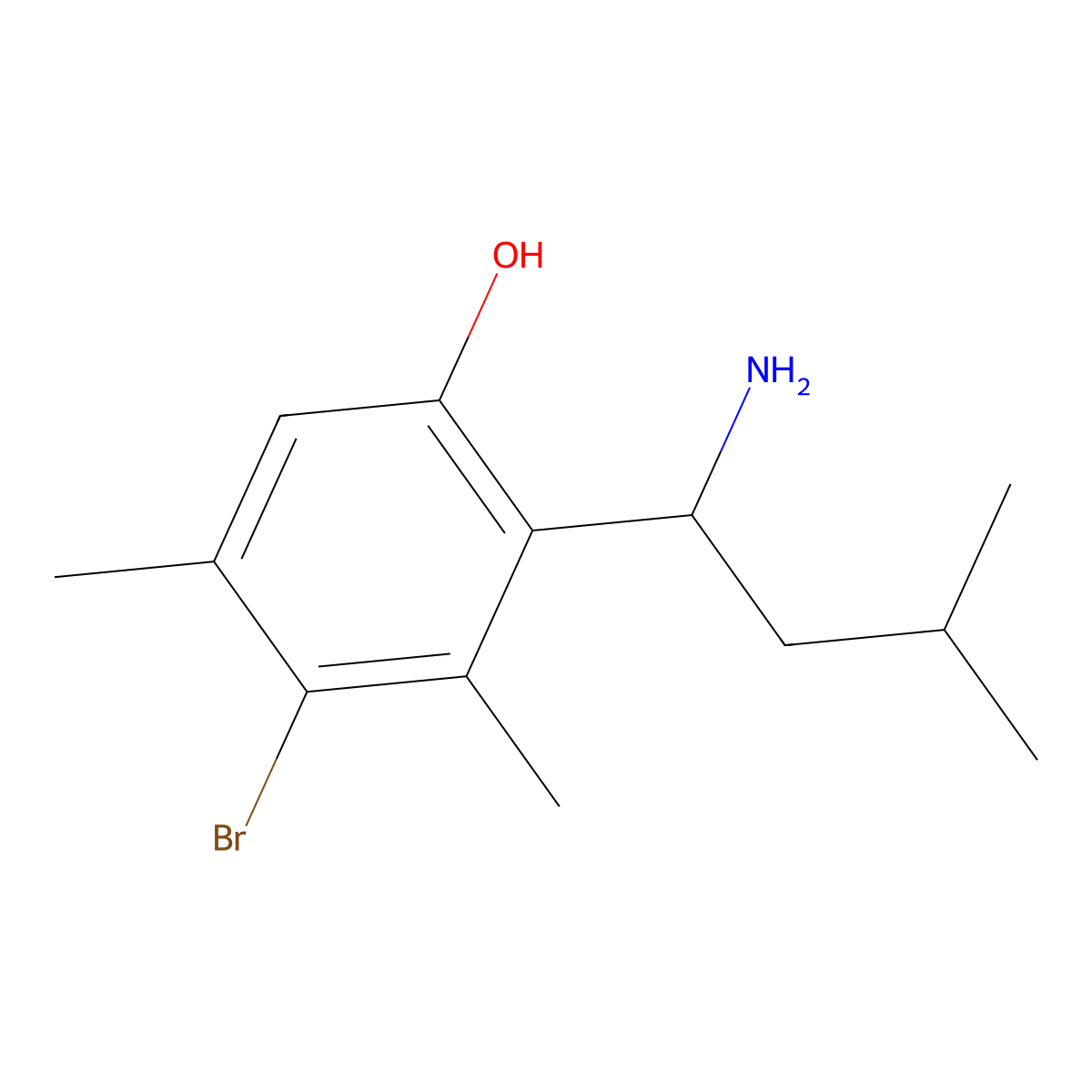 2-(1-Amino-3-methylbutyl)-4-bromo-3,5-dimethylphenol molecular structure, CAS 2089875-20-5