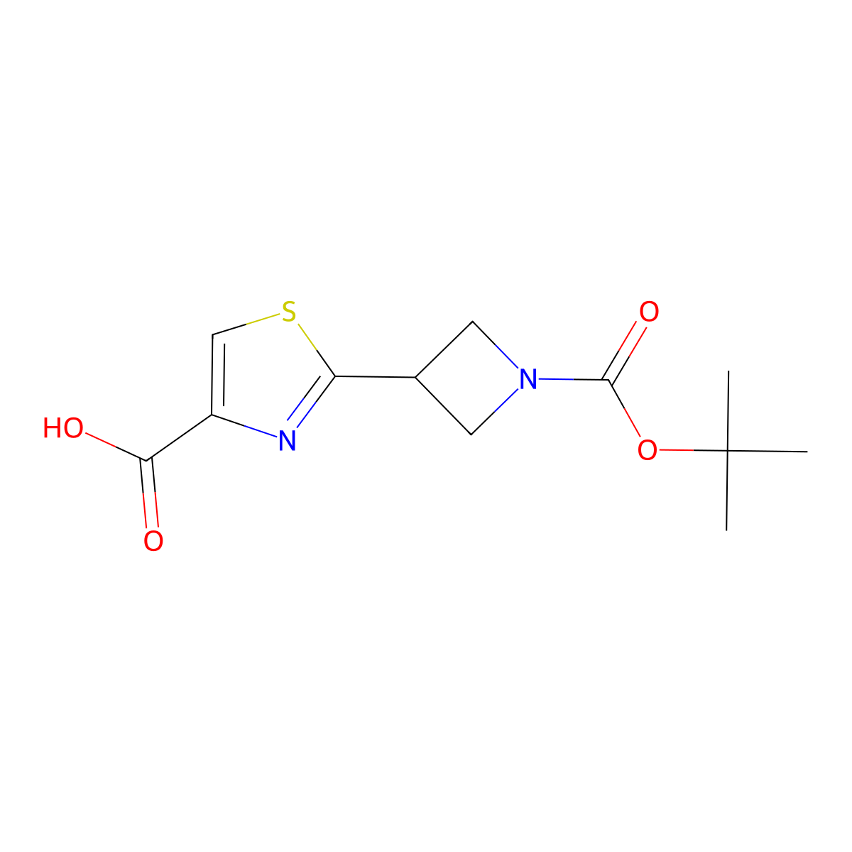2-(1-(Tert-butoxycarbonyl)azetidin-3-yl)thiazole-4-carboxylic acid molecular structure, CAS 2089876-66-2