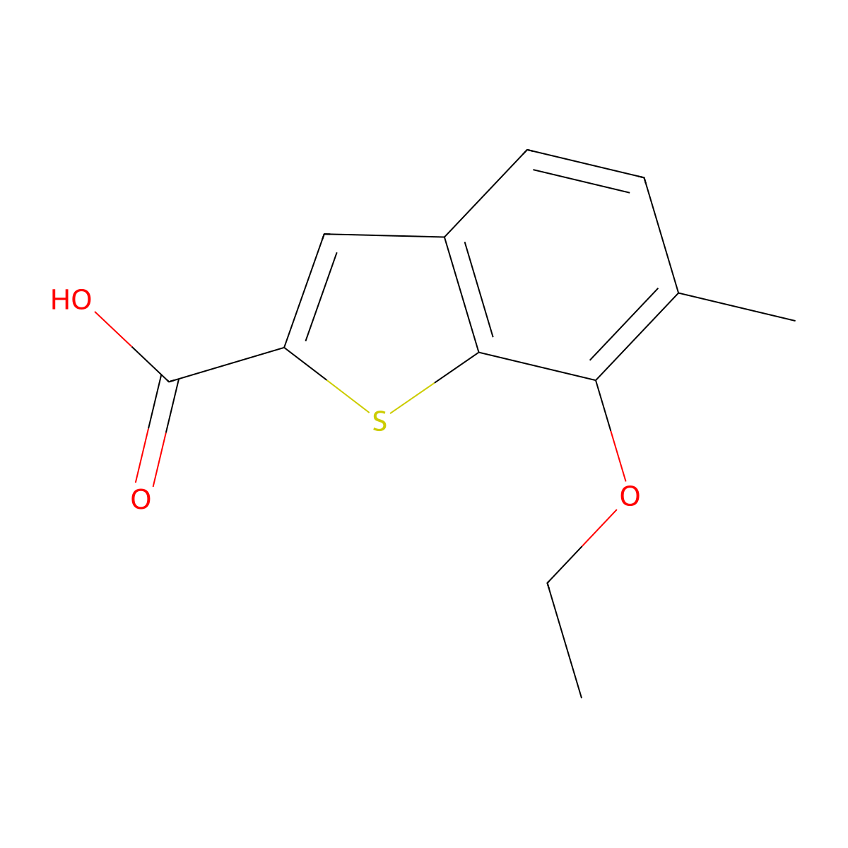 7-Ethoxy-6-methyl-1-benzothiophene-2-carboxylic acid molecular structure, CAS 2089885-96-9