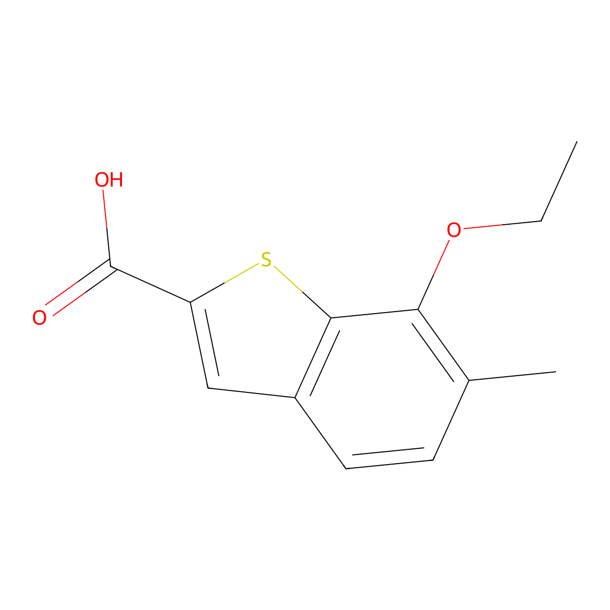 7-Ethoxy-6-methyl-1-benzothiophene-2-carboxylic acid molecular structure, CAS 2089885-96-9