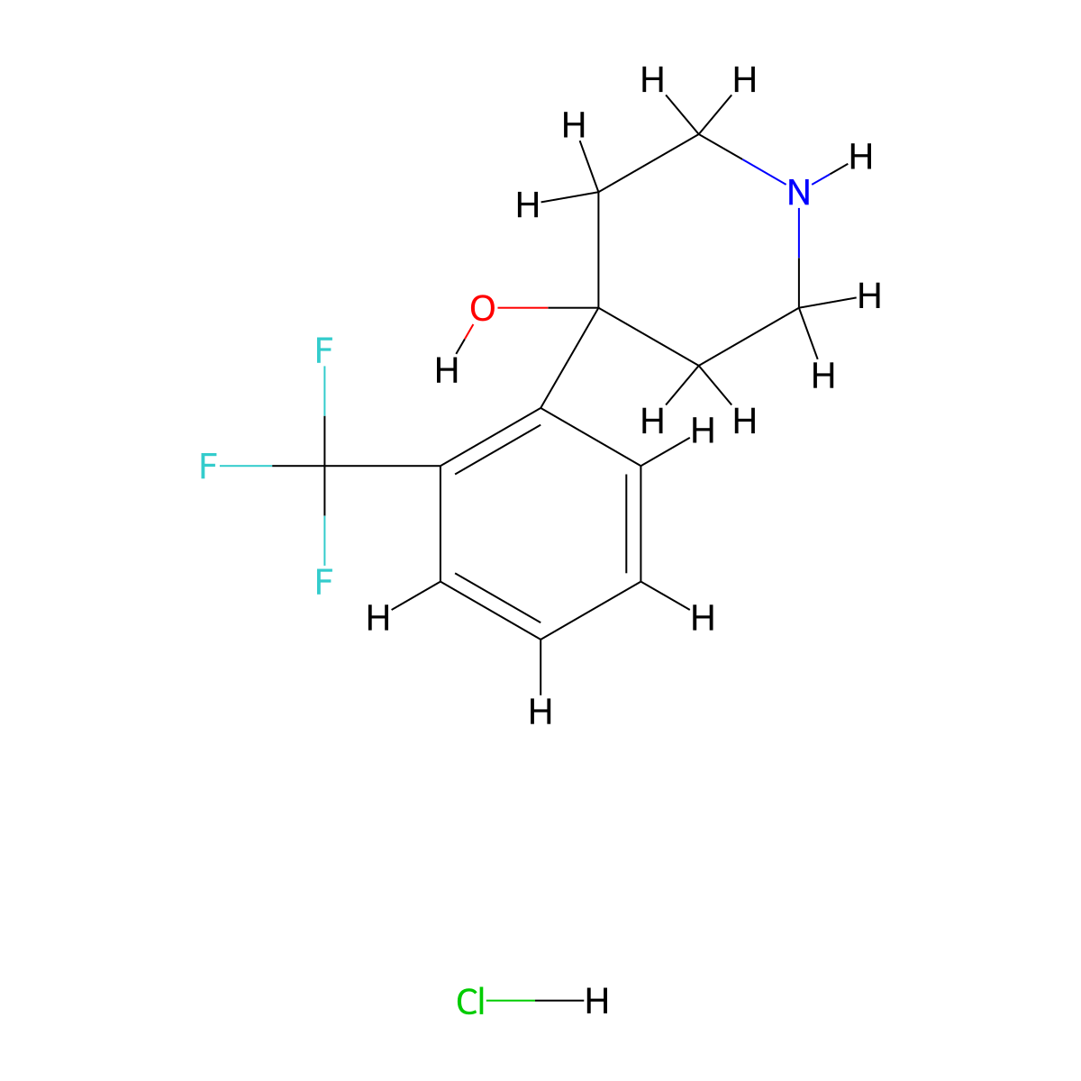 4-[2-(Trifluoromethyl)phenyl]piperidin-4-ol hydrochloride molecular structure, CAS 208989-30-4