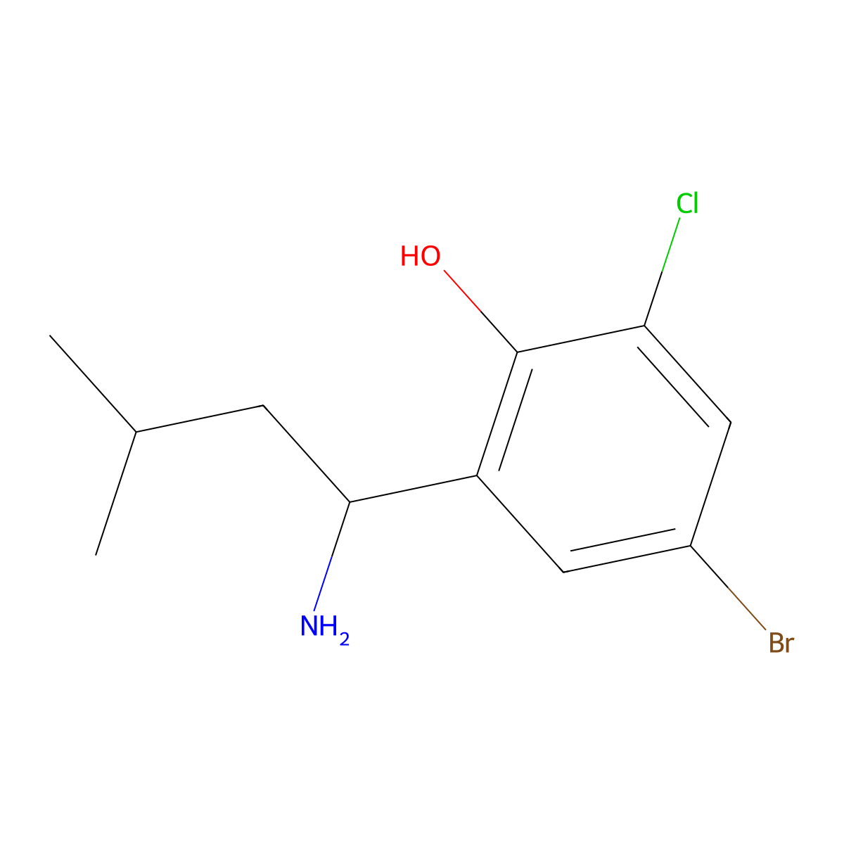 2-(1-Amino-3-methylbutyl)-4-bromo-6-chlorophenol molecular structure, CAS 2089903-60-4