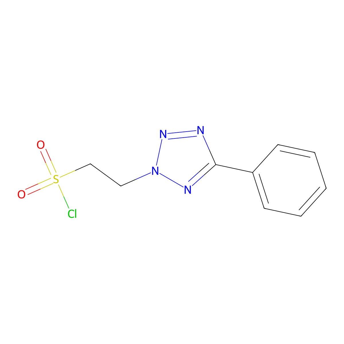 2-(5-phenyl-2H-1,2,3,4-tetrazol-2-yl)ethane-1-sulfonyl chloride molecular structure, CAS 2089907-43-5