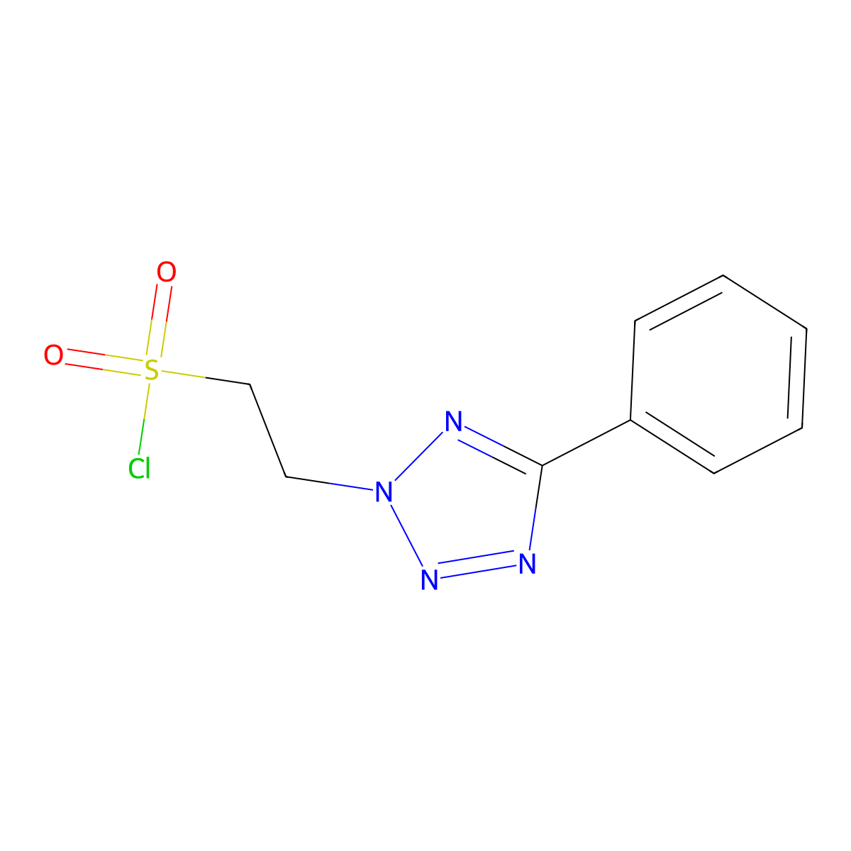 2-(5-phenyl-2H-1,2,3,4-tetrazol-2-yl)ethane-1-sulfonyl chloride molecular structure, CAS 2089907-43-5
